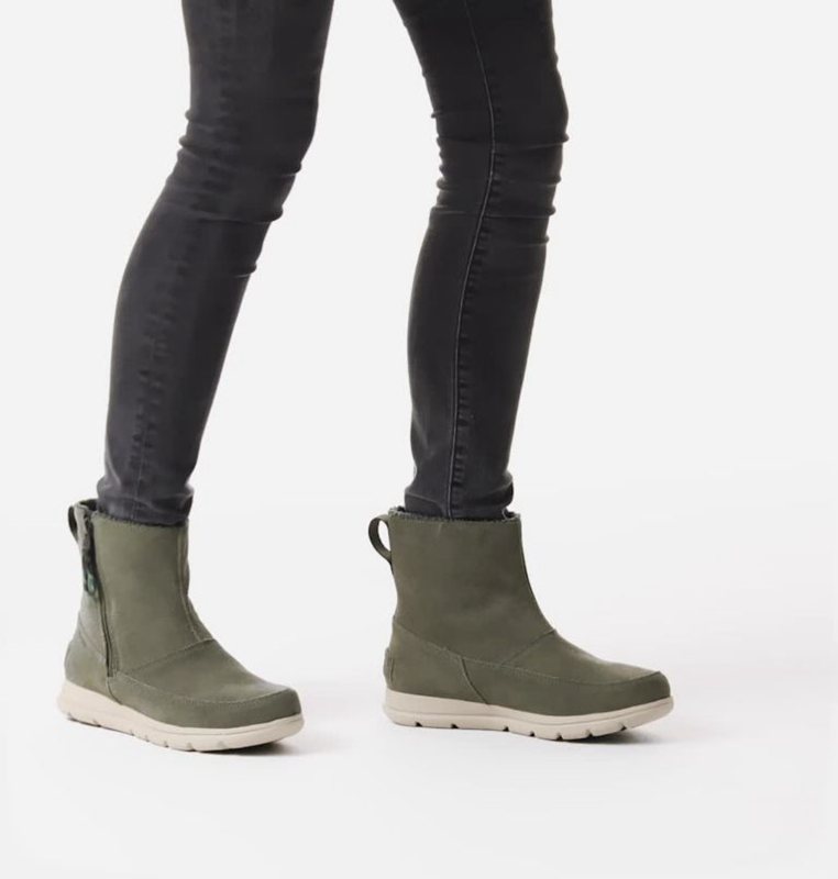 Sorel Dam Vinterkängor Mörk Gröna - ™ Explorer Zip Låga - UNA-605319